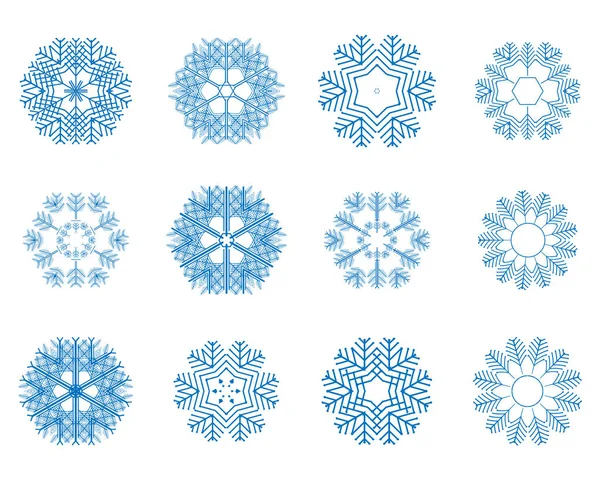 Différents flocons de neige d'hiver — Image vectorielle
