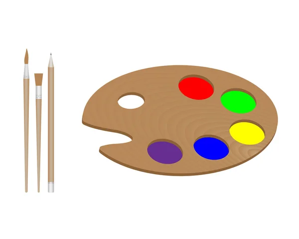 Palette für den Künstler zwei Pinsel und einen Bleistift — Stockvektor