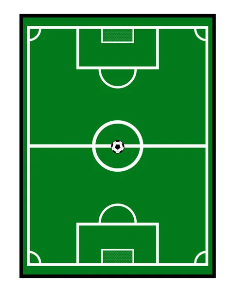 Campo de fútbol con una pelota — Vector de stock