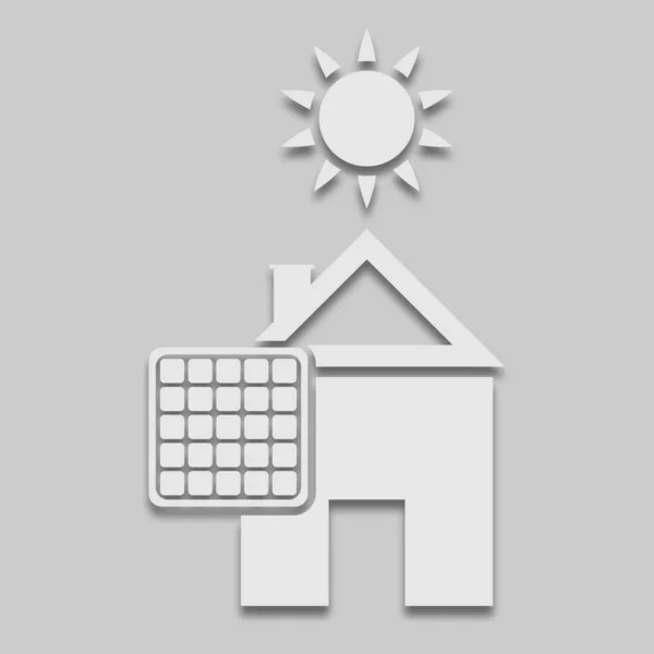 Solarzellenhaus und Sonne — Stockvektor