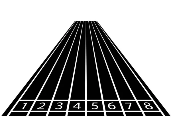 Stadyum koşu bandı. Beyaz arka planda siyah sayılar var.