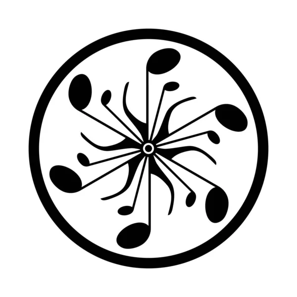 背景为白色的黑色圆圈中的音乐图案 — 图库矢量图片