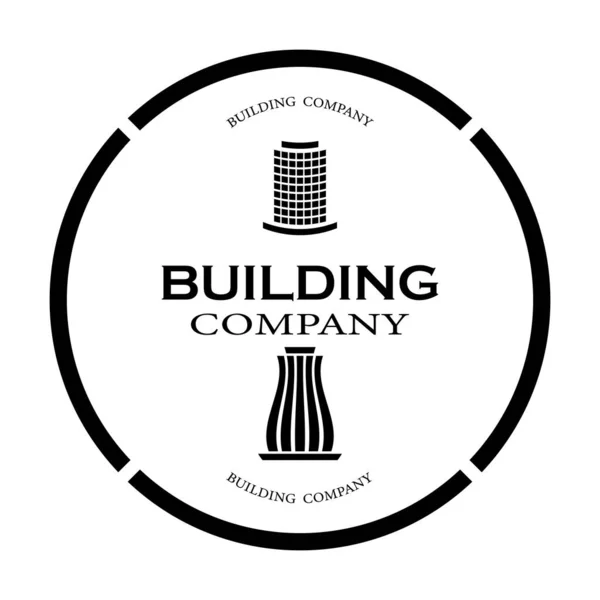 Logo Una Società Costruzioni Tono Nero Cerchio Sfondo Bianco — Vettoriale Stock