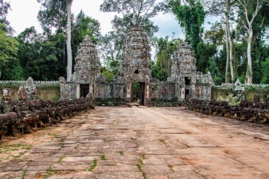Angkor Wat tapınakları, Kamboçya 'daki Siem Reap şehrinin yakınlarındaki harabelerin kısmen büyüdüğü yer.