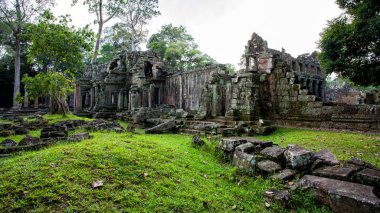 Angkor Wat tapınakları, Kamboçya 'daki Siem Reap şehrinin yakınlarındaki harabelerin kısmen büyüdüğü yer.