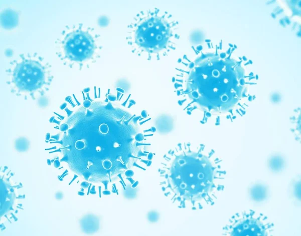Virus Bílé Pozadí Modrá Barva Rotavirus Skupina Objektů Ilustrace — Stock fotografie