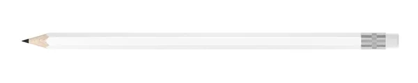 白い背景に白い消しゴムが孤立した白い鉛筆 3Dイラスト 一つの物 — ストック写真