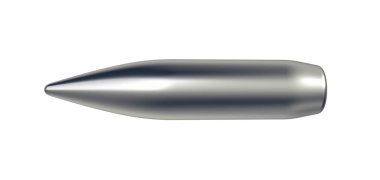 Bullet isolated on white background. 3d illustration. Metal.