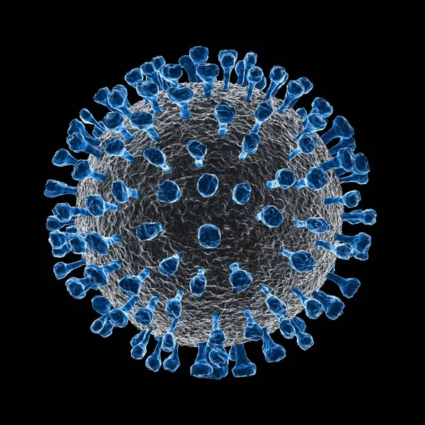 Virus Izolovaný Černém Pozadí Modrá Barva Ilustrace — Stock fotografie