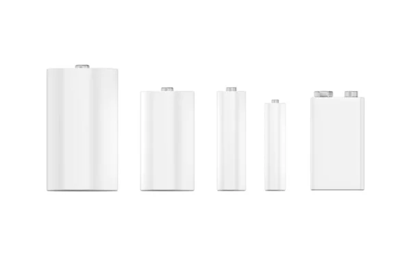 Baterías Aisladas Sobre Fondo Blanco Diferentes Tamaños Formas Ilustración — Foto de Stock