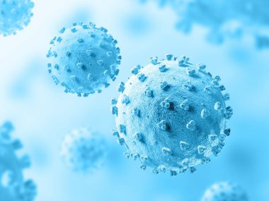 SARS-CoV-2. COVID-19. Coronavirüs salgını. 2019-2020 arası. 3d illüstrasyon.