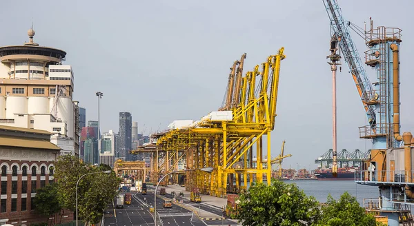 big ship loading container in shipping port in Singapore