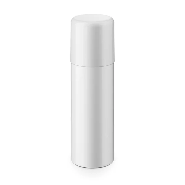 Weiß glänzende Metall-Sprühflasche mit Verschluss — Stockvektor