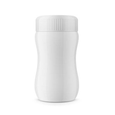 Yuvarlak beyaz parlak plastik kavanoz şablonu