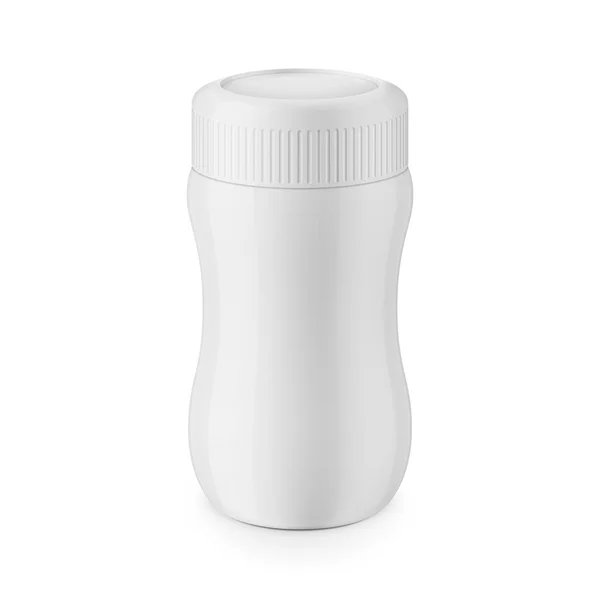 Modelo de frasco de plástico lustroso branco redondo —  Vetores de Stock