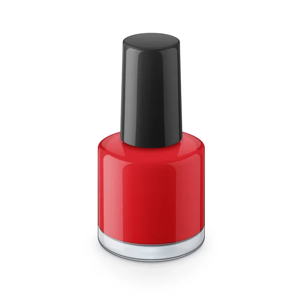 Round red glossy nail polish bottle — Stock Vector