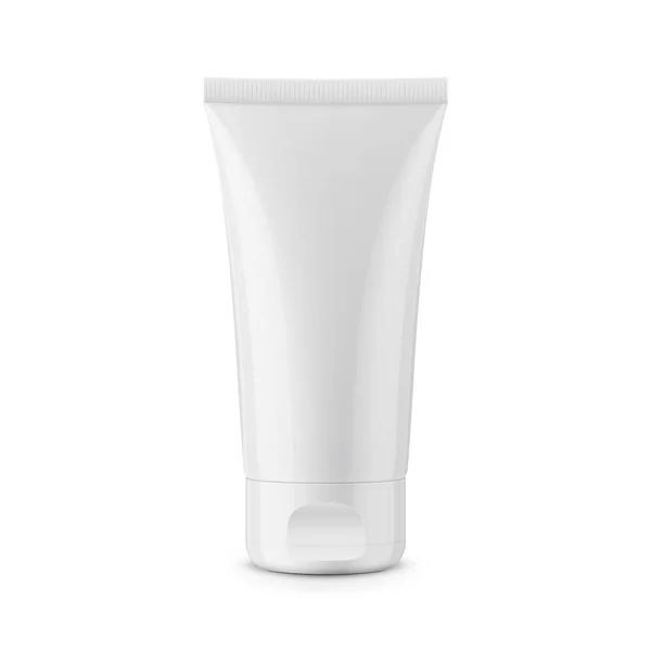 Kulaté bílé lesklé plastové nádoby na kosmetiku — Stockový vektor