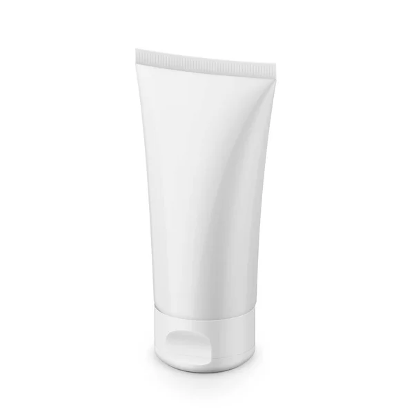 Tubo de plástico brillante blanco para cosméticos — Vector de stock