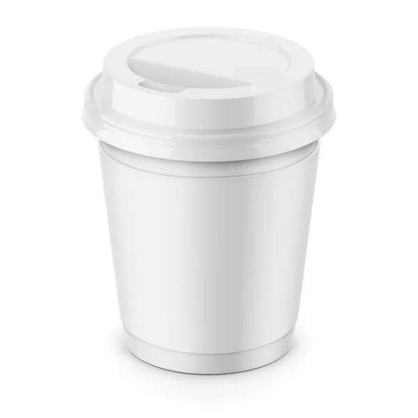 Vitt papper kaffe kopp med lock mall. — Stock vektor