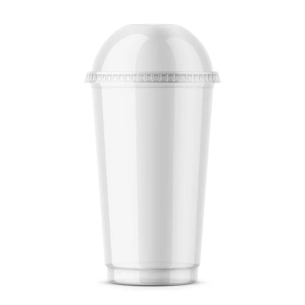 Прозора одноразова пластикова чашка з куполоподібною кришкою . — стоковий вектор