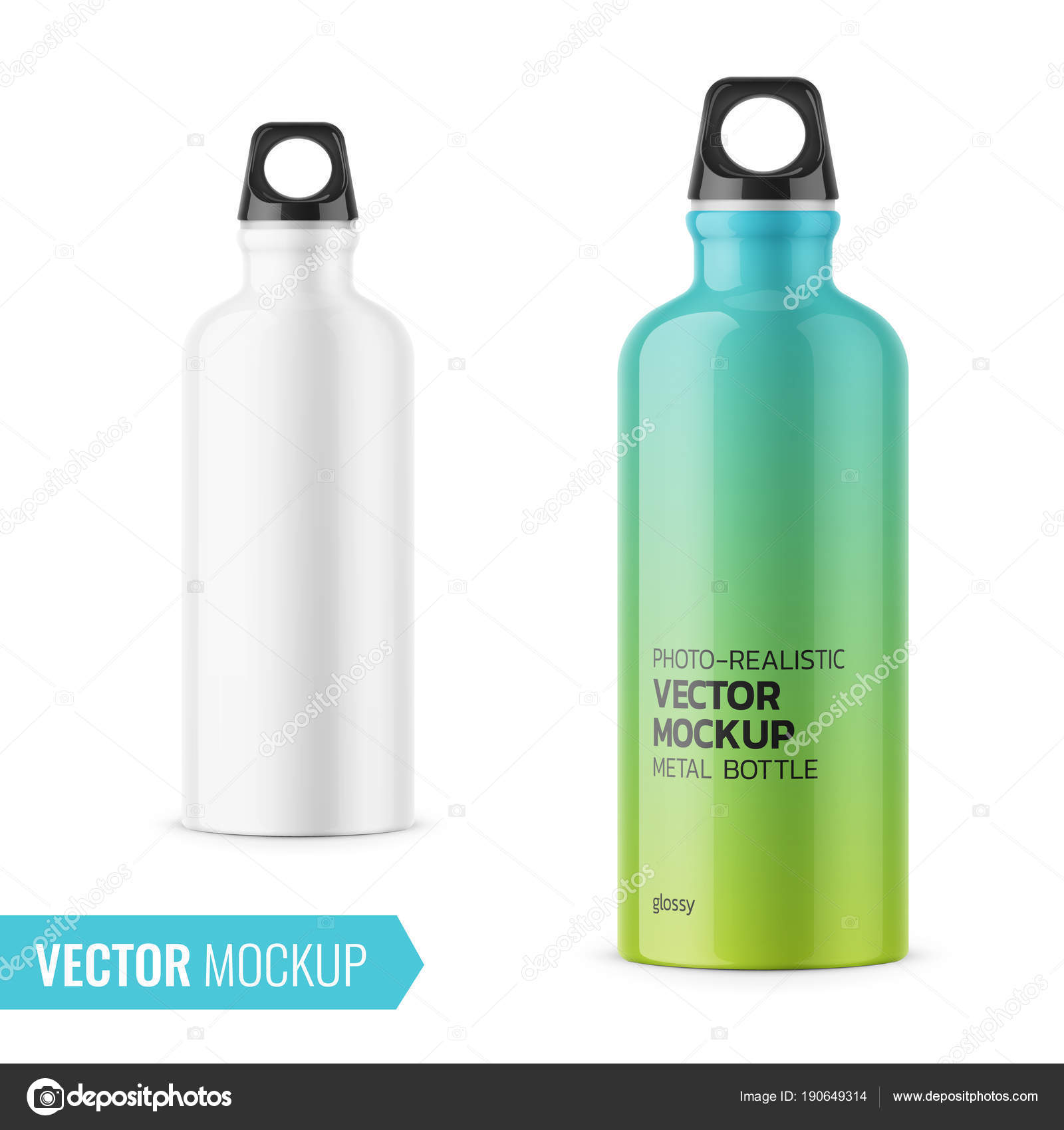 Download White Metal Water Bottle Template Vector Image By C Gruffi Vector Stock 190649314