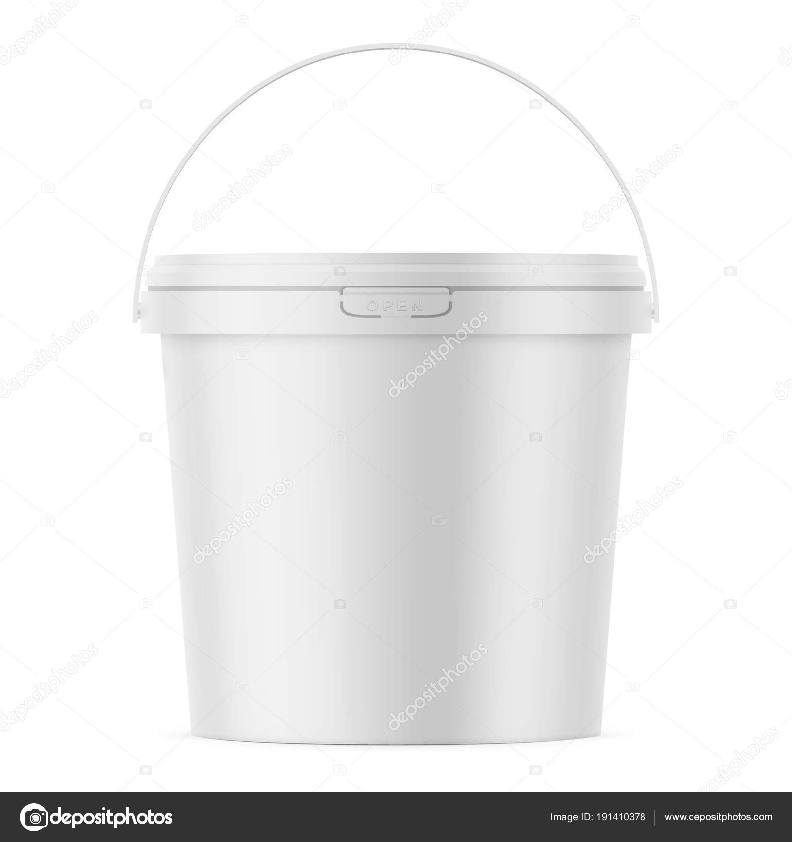 Download White Matte Plastic Bucket Mockup Template Vector Image By C Gruffi Vector Stock 191410378