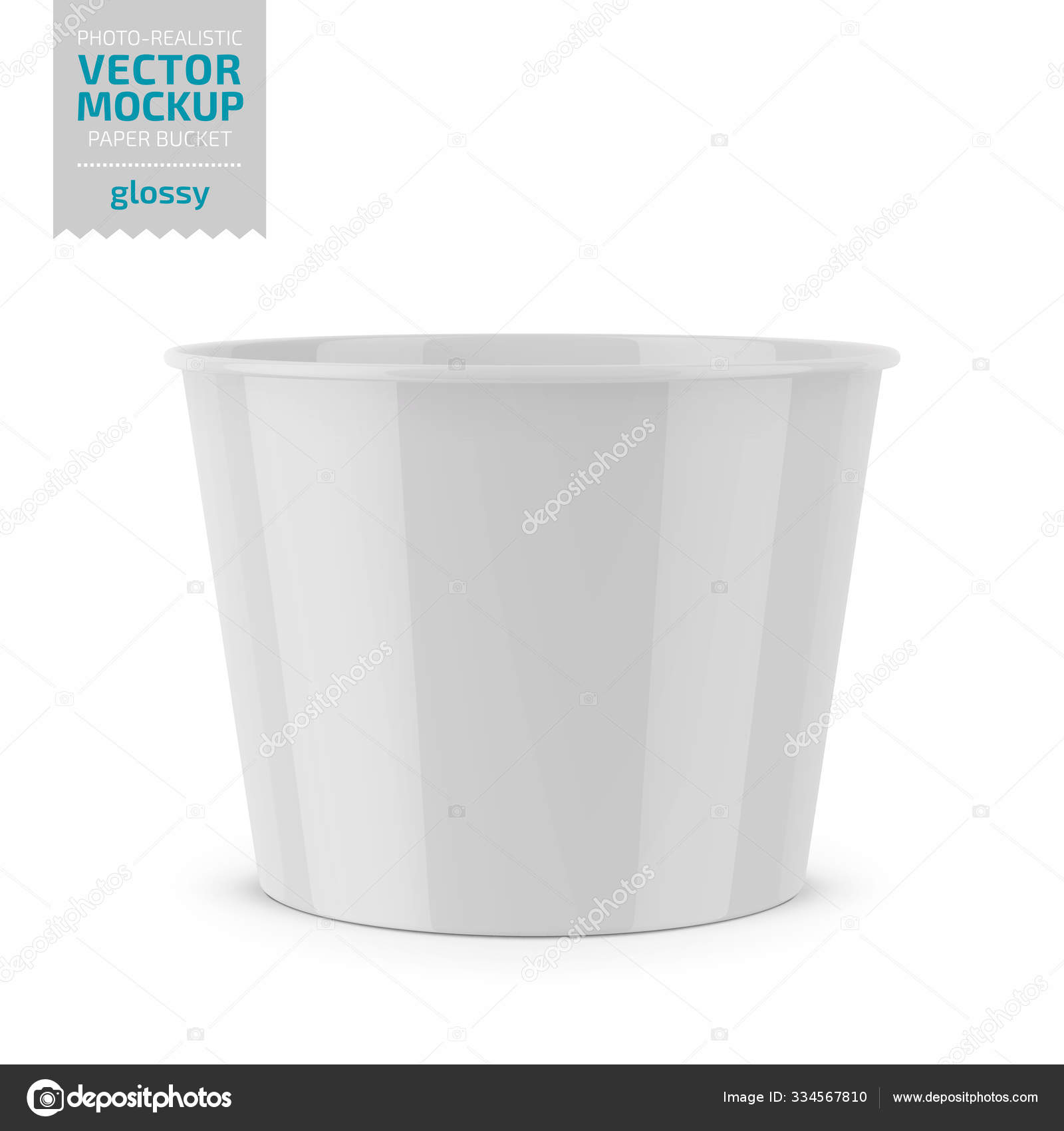 Download White Glossy Paper Food Bucket Vector Mockup Vector Image By C Gruffi Vector Stock 334567810