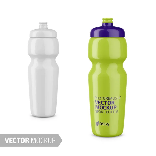 Біла глянцева спортивна пляшка з водою Векторний макет . — стоковий вектор