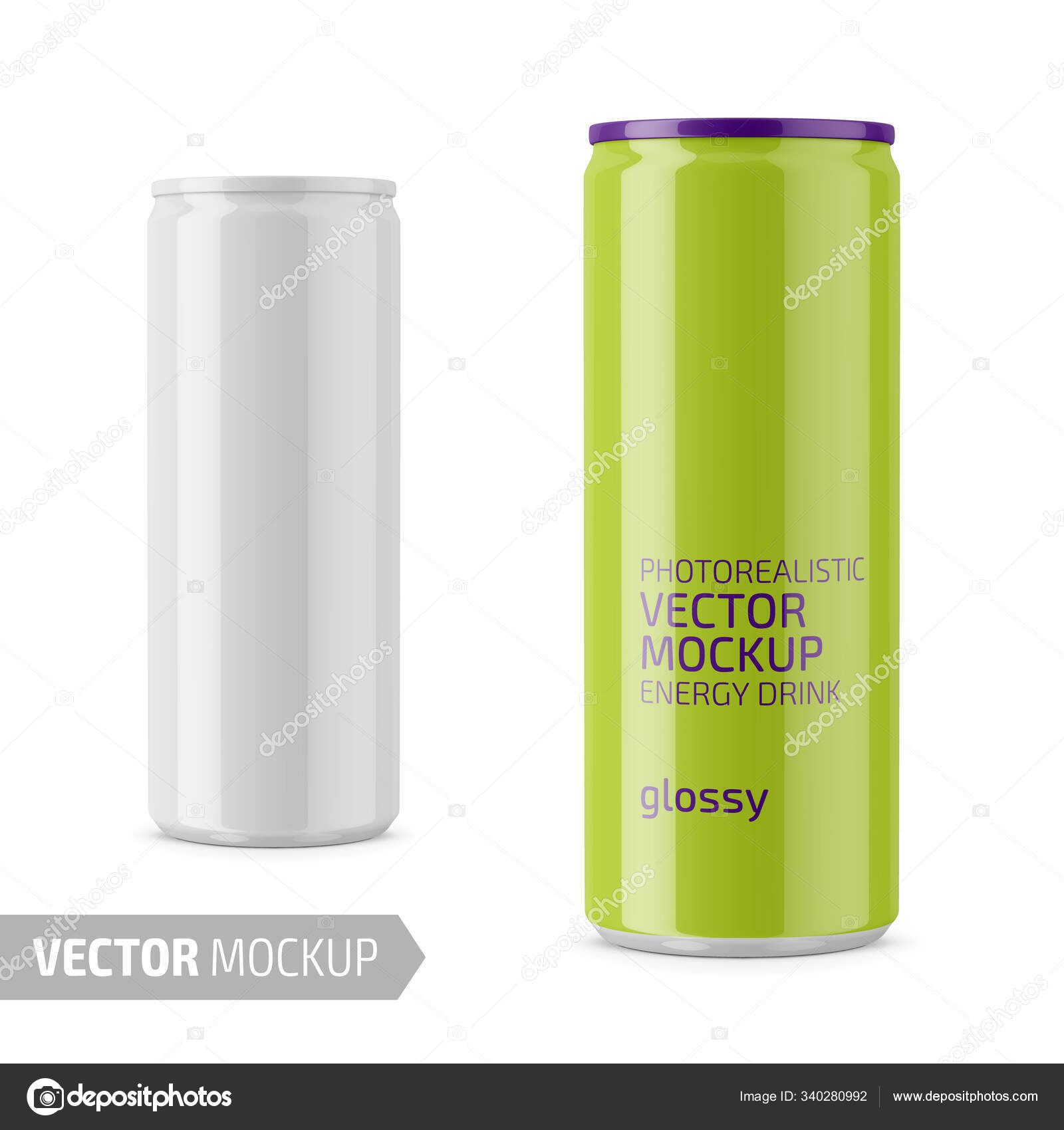 Download White Glossy Energy Drink Can Vector Mockup Stock Vector Image By C Gruffi 340280992