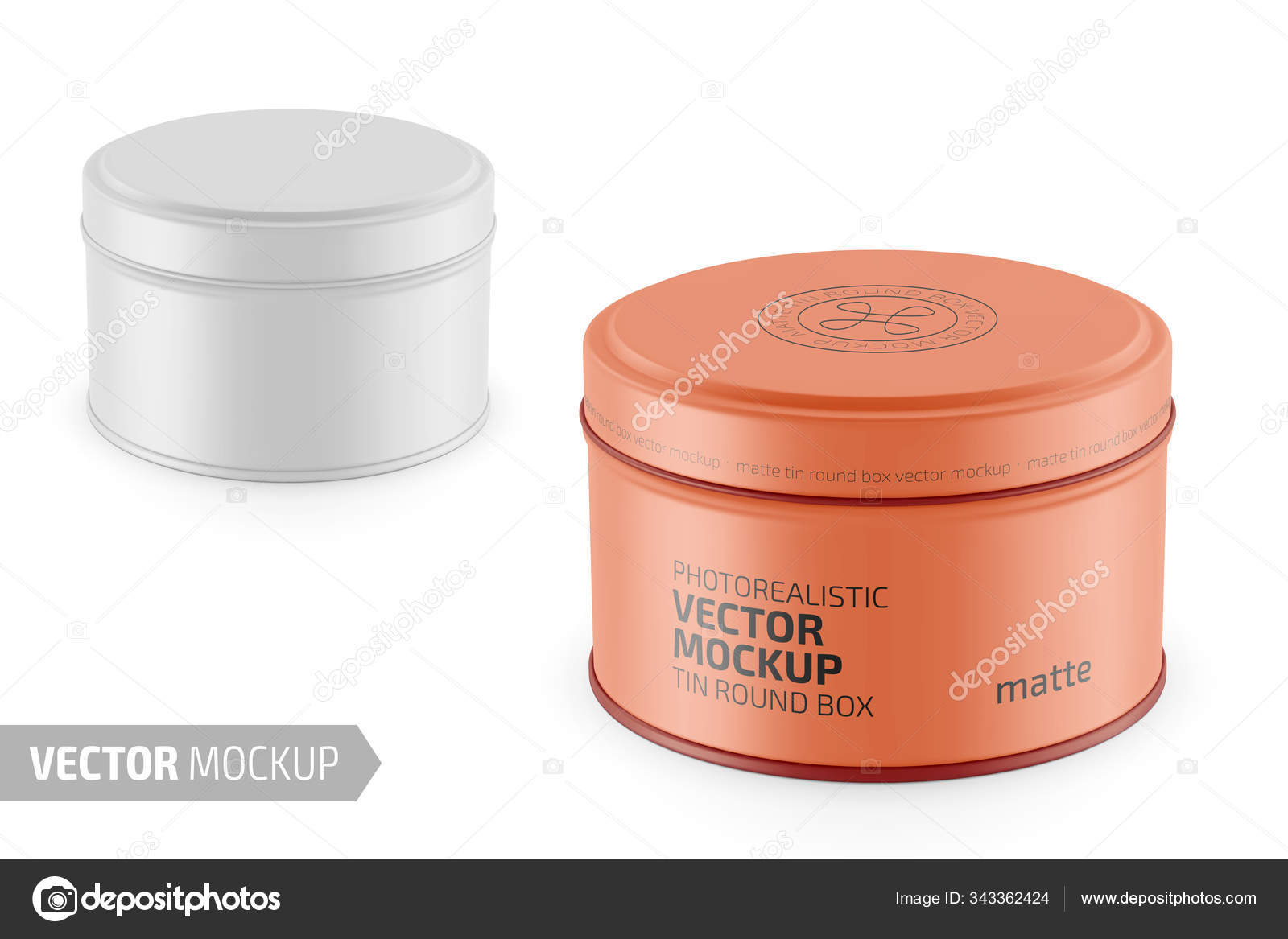 Download Round Matte Tin Round Box Template Vector Image By C Gruffi Vector Stock 343362424