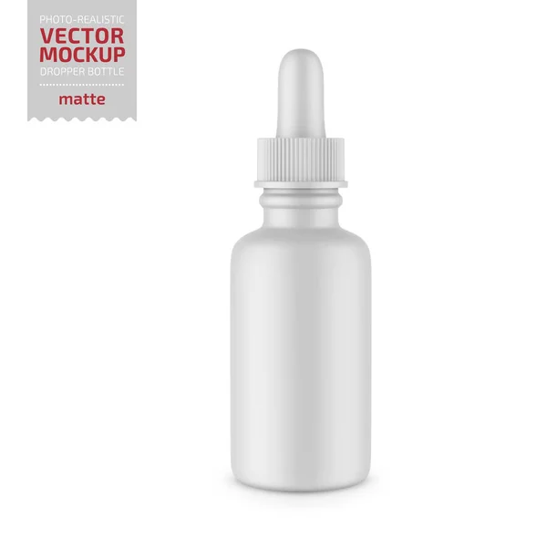 Modélisation vectorielle de bouteille compte-gouttes en plastique mat blanc . — Image vectorielle