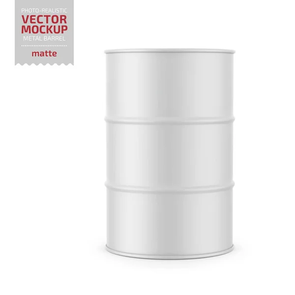White matte metal barrel mockup template. — Stok Vektör