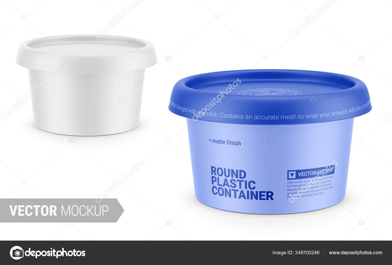 Download White Matte Glossy Plastic Container Dairy Products Spread Soft Cheese Vector Image By C Gruffi Vector Stock 349700246
