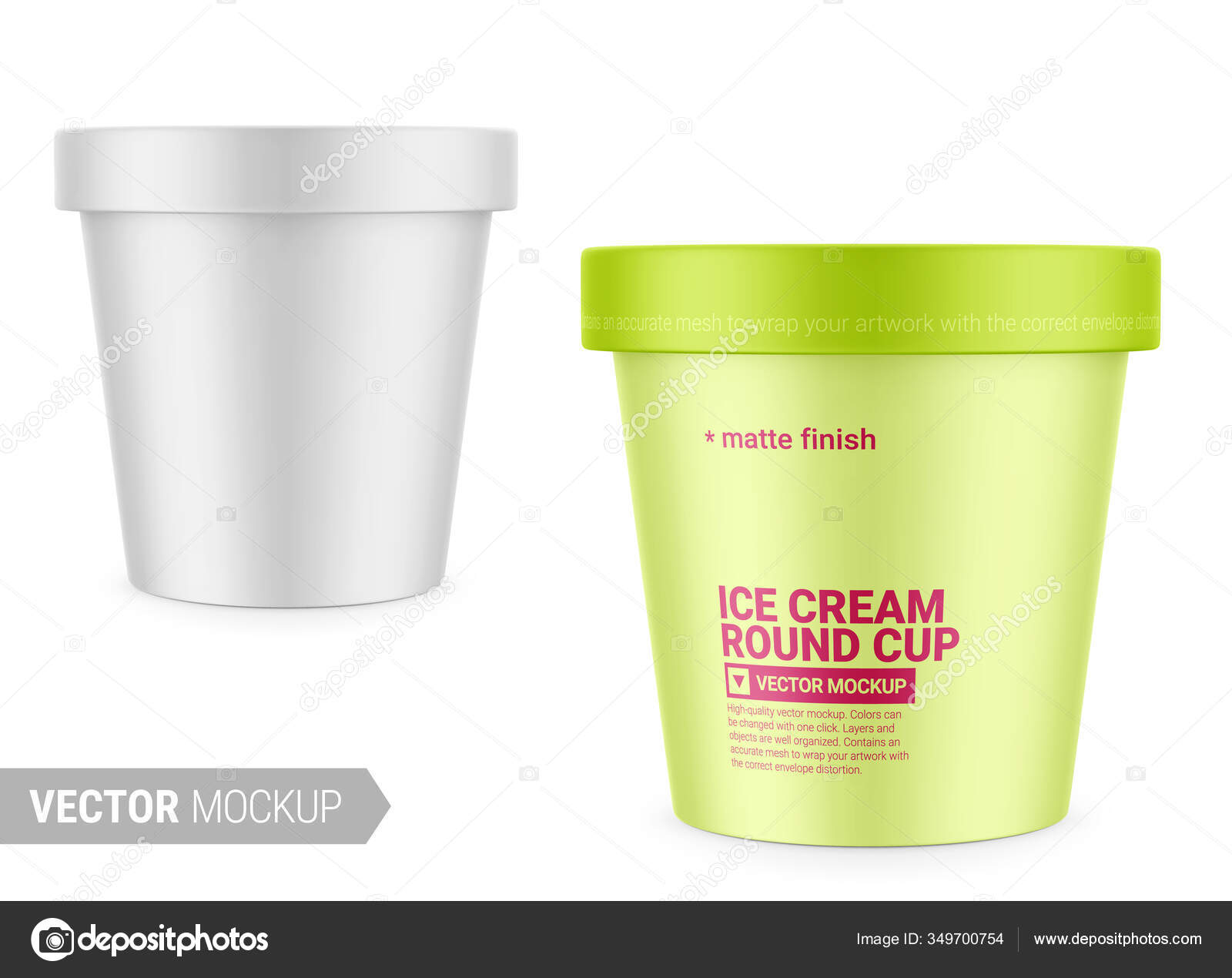 Download White Matte Ice Cream Cup Photo Realistic Packaging Mockup Template Vector Image By C Gruffi Vector Stock 349700754