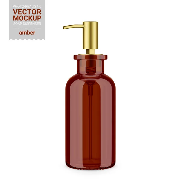 Flacone Dispenser Sapone Vetro Ambrato Colori Vetro Liquido Pompa Modificabili — Vettoriale Stock