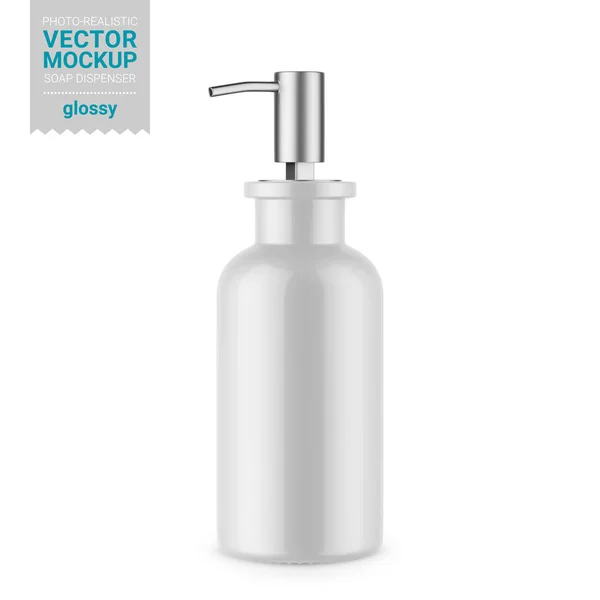 Flacone Dispenser Sapone Bianco Lucido Colori Della Bottiglia Della Pompa — Vettoriale Stock