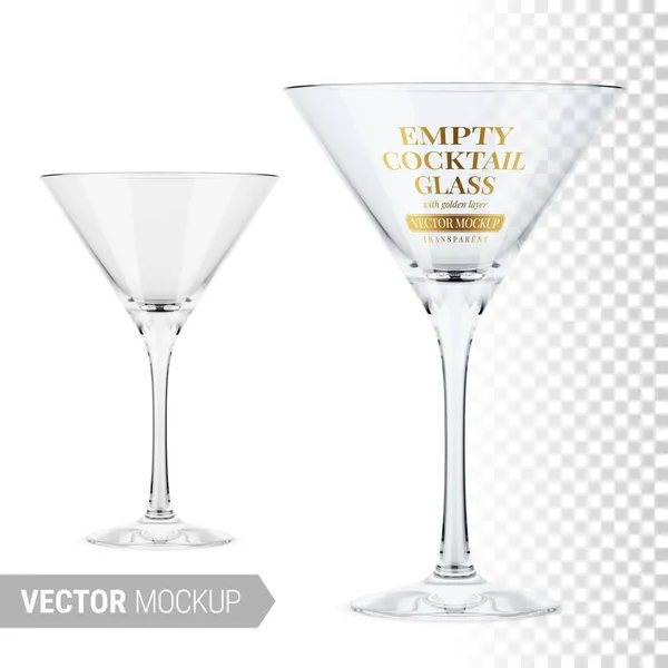 Copo Cocktail Transparente Vazio Cor Vidro Editável Contém Camada Ouro —  Vetores de Stock