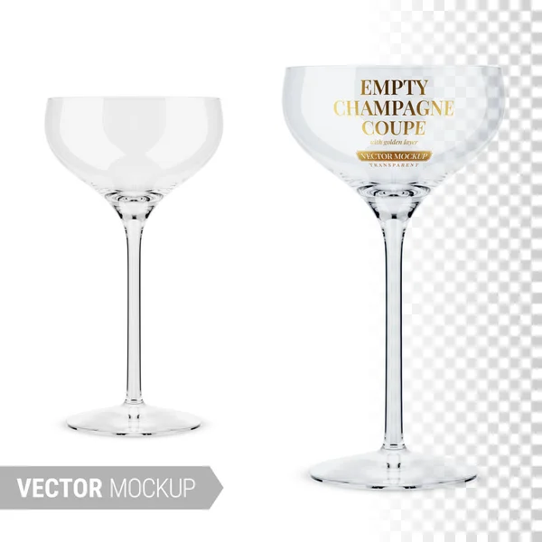 清空香槟酒杯可编辑的玻璃颜色 包含黄金层和准确的网状结构 可以用信封变形来包裹你的设计 带样品设计的照片逼真包装模型模板 图库矢量图片