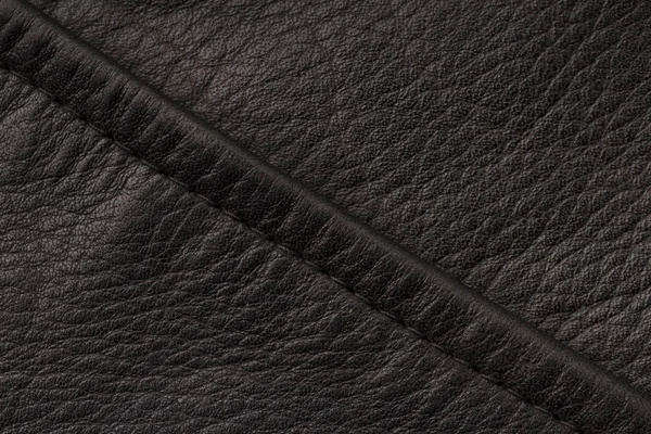 Zwart leder texture met naad — Stockfoto