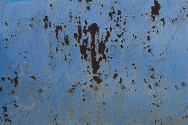 Paslı metal dokusu ve eski mavi boya..