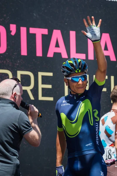 Moena Italia Mayo 2017 Ciclista Profesional Nairo Quintana Movistar Team — Foto de Stock