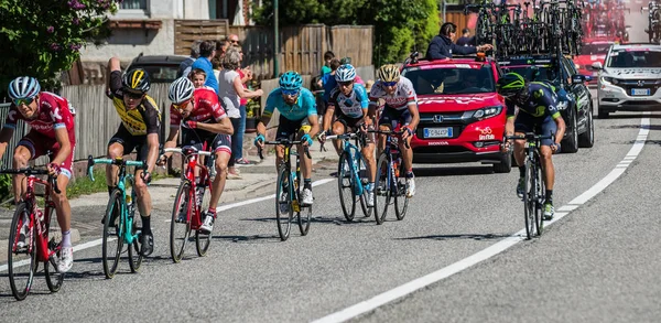 Ortisei Italie Mai 2017 Groupe Cyclistes Professionnels Lors Une Descente — Photo