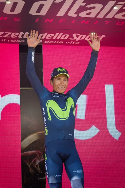 Piancavallo Italy May 2017 Nairo Quintana Movistar Team Podium Hard — Stock Photo, Image