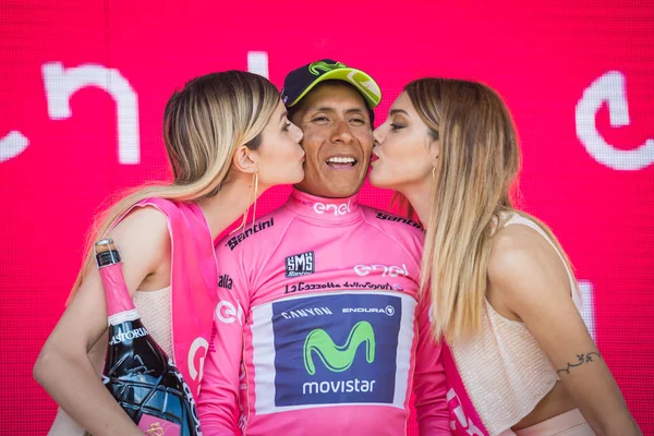 Piancavallo Italia Mayo 2017 Nairo Quintana Movistar Team Jersey Rosa — Foto de Stock