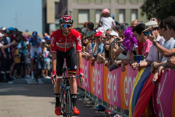 Pordenone Italia Mayo 2017 Ciclista Profesional Del Lotto Team Trasladándose — Foto de Stock