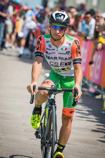 Pordenone Itália Maio 2017 Ciclista Profissional Equipe Bardiani Csf Transferindo — Fotografia de Stock