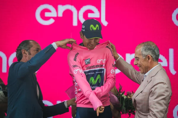 Asiago Itália Maio 2017 Nairo Quintana Movistar Team Camisa Rosa — Fotografia de Stock