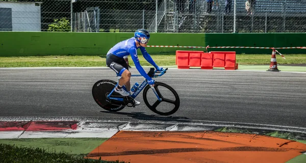 Monza Italia Mayo 2017 Ciclista Profesional Gazprom Team Durante Última — Foto de Stock
