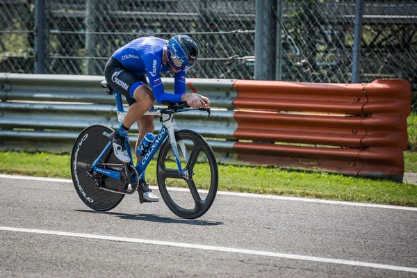 Monza Itálie Května 2017 Profesionální Cyklista Gazprom Týmu Poslední Době — Stock fotografie