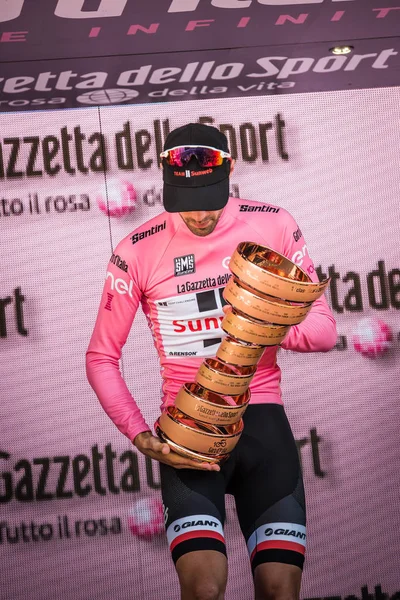 Milano Italy May 2017 Tom Doumulin Sunweb Team Celebrates Podium — Stock Photo, Image